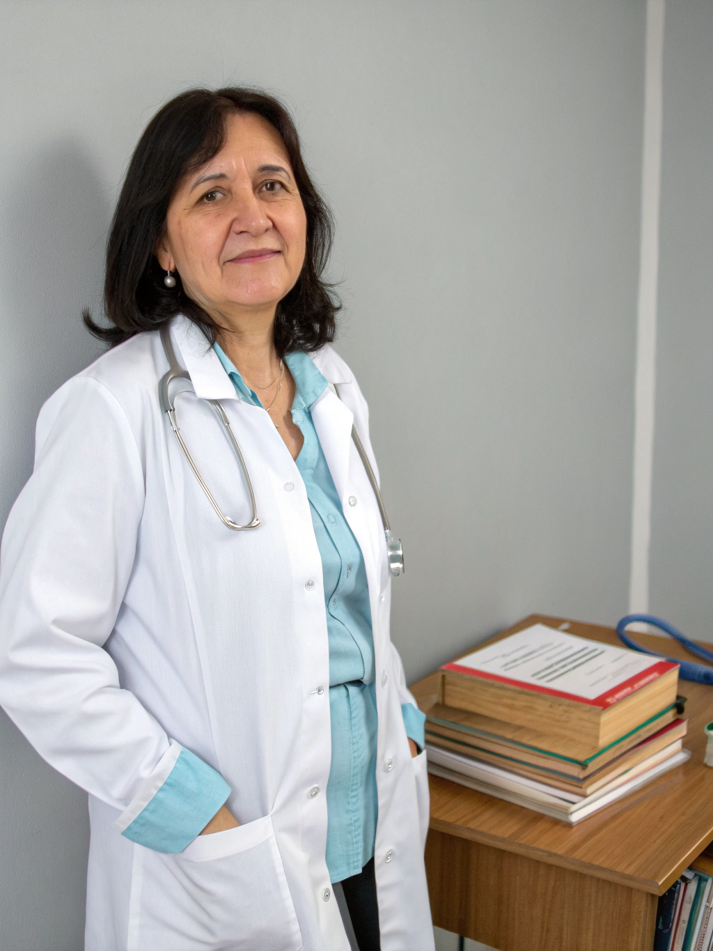 Medical professional reviewing diagnostic lab results in a clean clinical setting